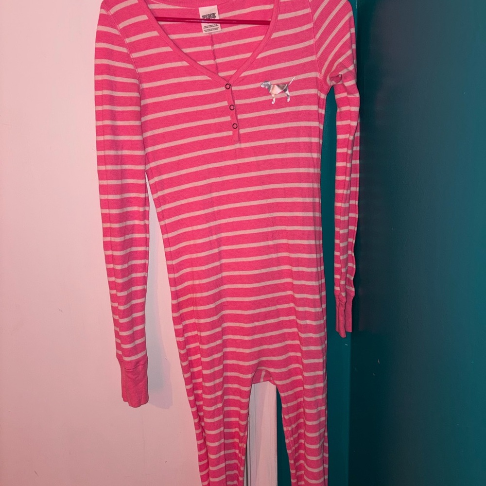 Victoria’s Secret PINK striped thermal onesie small